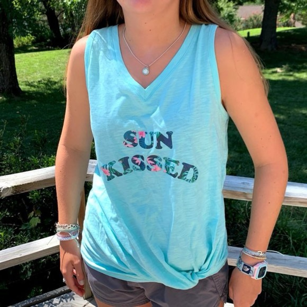 Fresh Produce Sun Kissed Graphic Tank in Seaglass